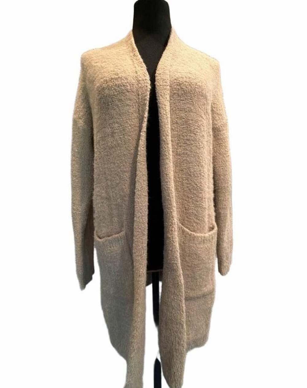 784 Alard State Cardigan Size L Tan Open Front Long Pocket